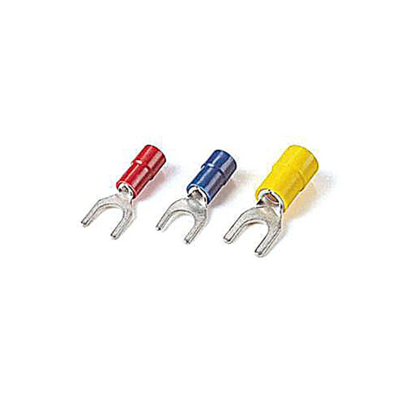 Thomas & Betts Spec-Kon® KN10-10F-D Insulated Fork Terminal, 12 to 10 AWG Conductor, 1.004 in L, Serrated Barrel, Nylon, Yellow
